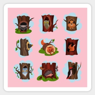 Tree Hollow Animal Sticker